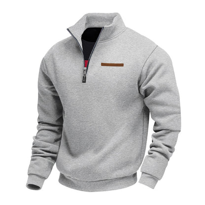 Cross-Border American Style Autumn and Winter Heavyweight Fleece Long-Sleeve Men's Sweatshirt with Half-Zip, Loose Fit, Stand Collar, Pullover Men's Sweatshirt