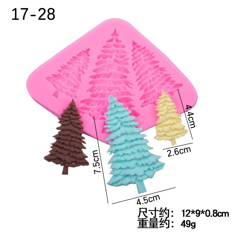 Christmas Theme Elk Snowflake Icicle Christmas Tree Shape Silicone Mold Creative Baking Fondant Cake Decoration