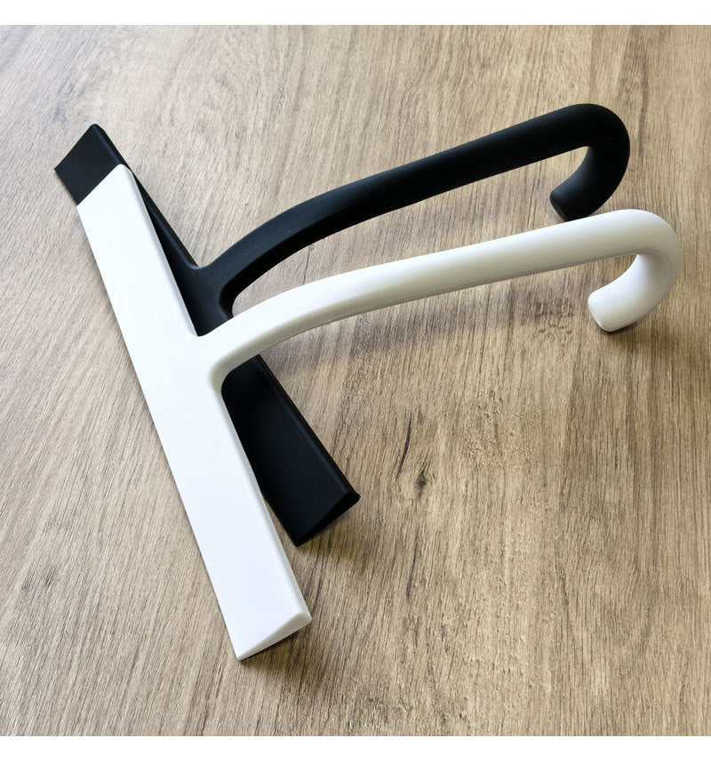Silicone Glass Wiper with Inverted Hook, Black Silicone Window Cleaning Tool, Two Sizes Available