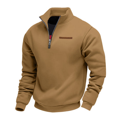 Cross-Border American Style Autumn and Winter Heavyweight Fleece Long-Sleeve Men's Sweatshirt with Half-Zip, Loose Fit, Stand Collar, Pullover Men's Sweatshirt