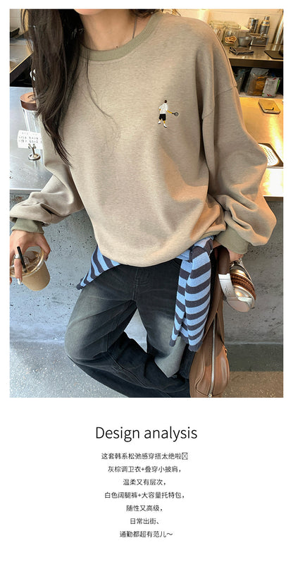 Guangzhou Huang Zheng American Retro Sexy Pullover Embroidered Sweatshirt Feminine Versatile Long-Sleeved Casual Top 530821