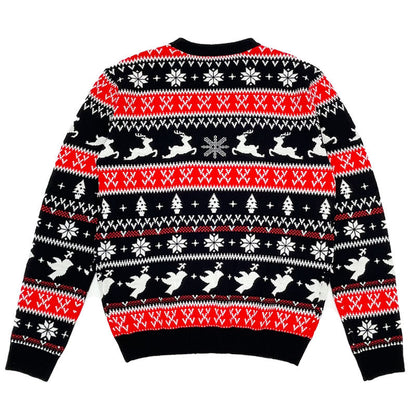 2025 Autumn and Winter European and American Christmas Pullover Jacquard Sweater Christmas Elk Snowflake Element Round Neck Knitted Couple Outfit