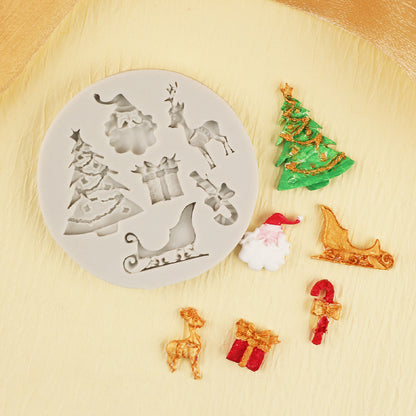 DIY Christmas mold Christmas tree elk Bell gift chocolate baking tools flip sugar cake mold