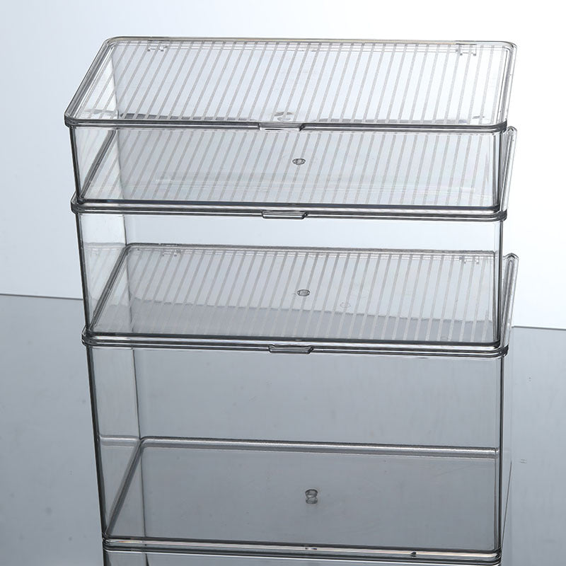Storage Box PET Transparent Acrylic Rectangular Cosmetic Station Snack Kitchen Sundries Storage Box with Lid