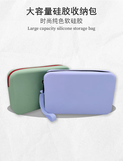 Customizable Silicone Cosmetic Bag Rectangular Travel Portable Silicone Storage Bag Waterproof Toiletry Bag Small Storage Bag