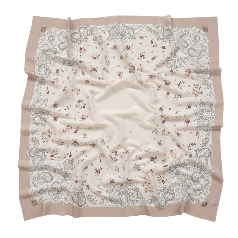 Cross-Border New Product Voile Print 110 Square Scarf Classic Lace Scarf Turban Malaysian Shawl