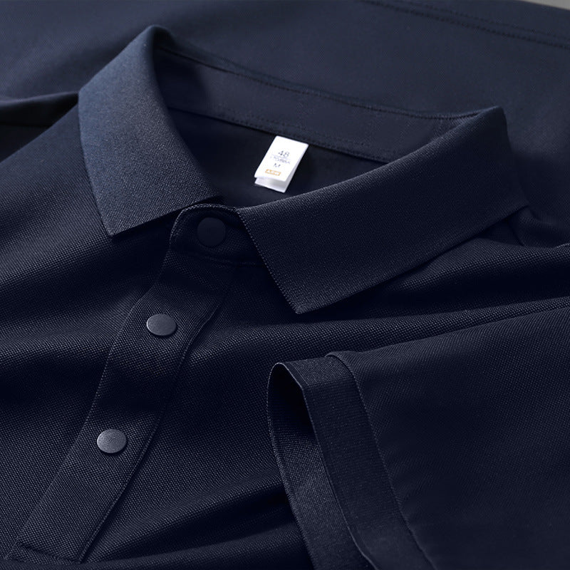 Cross-border Foreign Trade Copper Ammonia Silk T-shirt Men's Business Casual Short-sleeved Summer Gastrodia elata Mulberry Silk Lapel Men's Polo Shirt