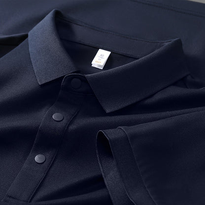 Cross-border Foreign Trade Copper Ammonia Silk T-shirt Men's Business Casual Short-sleeved Summer Gastrodia elata Mulberry Silk Lapel Men's Polo Shirt