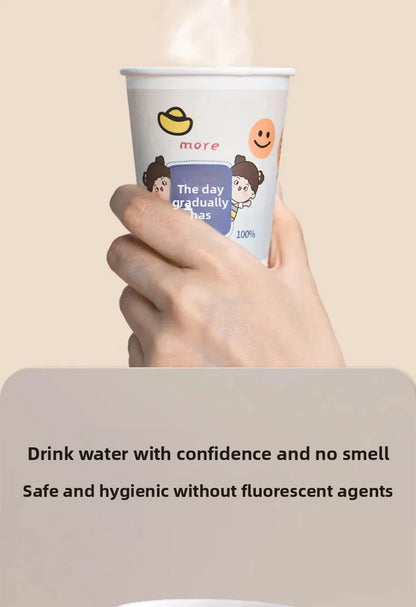Cartoon Paper Cup Disposable Thickeneded Food Grade Household Hot and Cold Drink Coffee Cup Commercial Wholesale Hospitality Tea Cup