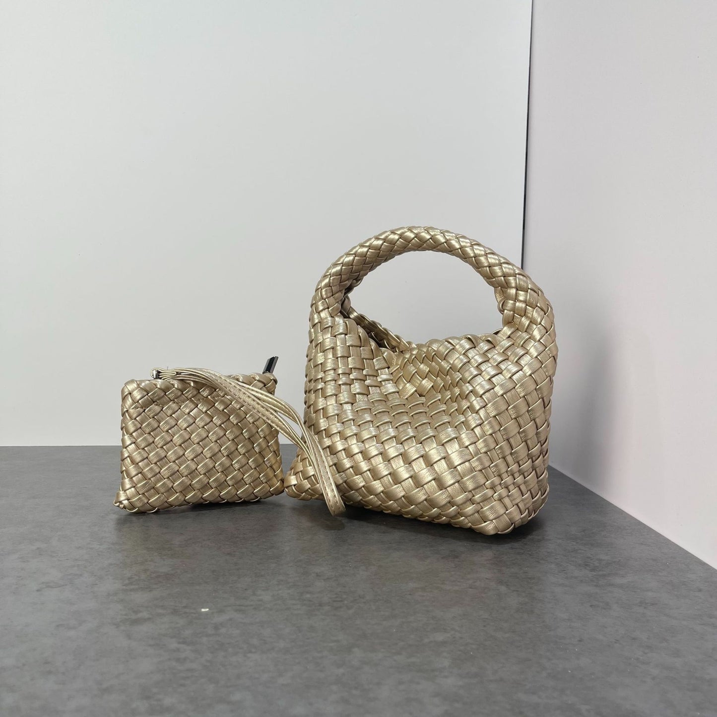 PU handmade woven bag summer high-end niche design women's bag handbag shoulder bag vegetable basket Ins bag