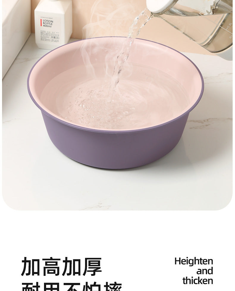 Washbasin plastic household large durable basin student dormitory baby contrast color small basin vegetable washing laundry foot basin