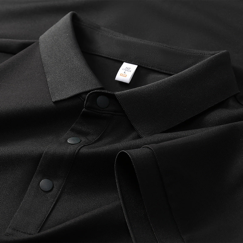 Cross-border Foreign Trade Copper Ammonia Silk T-shirt Men's Business Casual Short-sleeved Summer Gastrodia elata Mulberry Silk Lapel Men's Polo Shirt