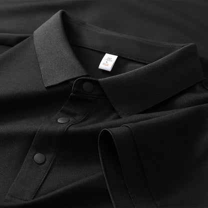 Cross-border Foreign Trade Copper Ammonia Silk T-shirt Men's Business Casual Short-sleeved Summer Gastrodia elata Mulberry Silk Lapel Men's Polo Shirt