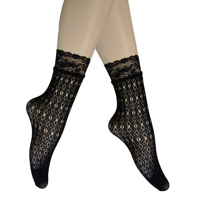 Summer Small Mesh Lace Short Net Socks Breathable Short Stockings Invisible Socks plus size Black Pearl Short Socks