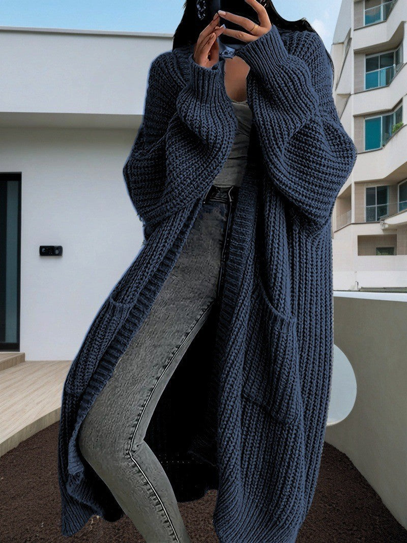 Overknee Sweater Coat Women's Loose Long-sleeved Knitted Cardigan