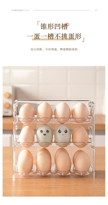 Egg Storage Box for Refrigerator Side Door, Egg Carton Holder, Food-Grade Special Transparent Storage and Preservation Box with Lid