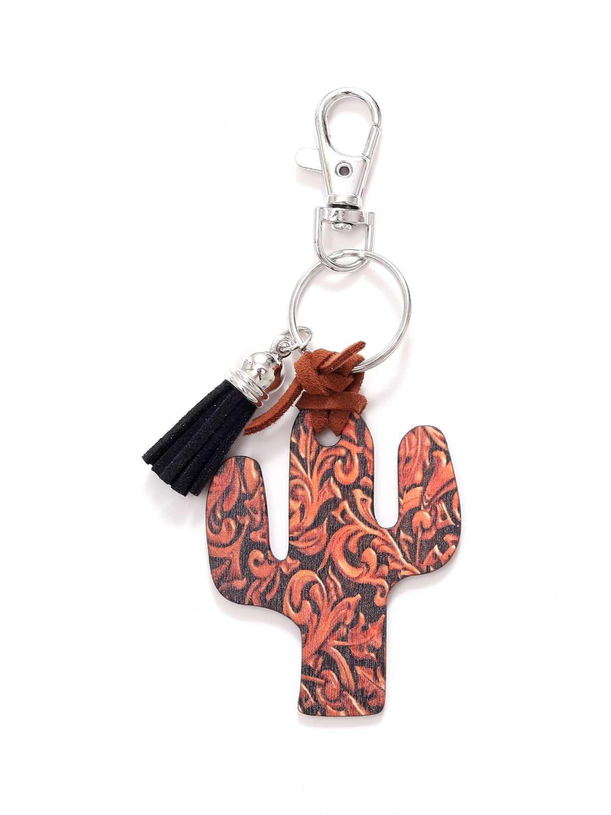New Wooden Cactus Keychain Leopard Flower Rainbow Sunflower Striped Printed Bag Car Pendant