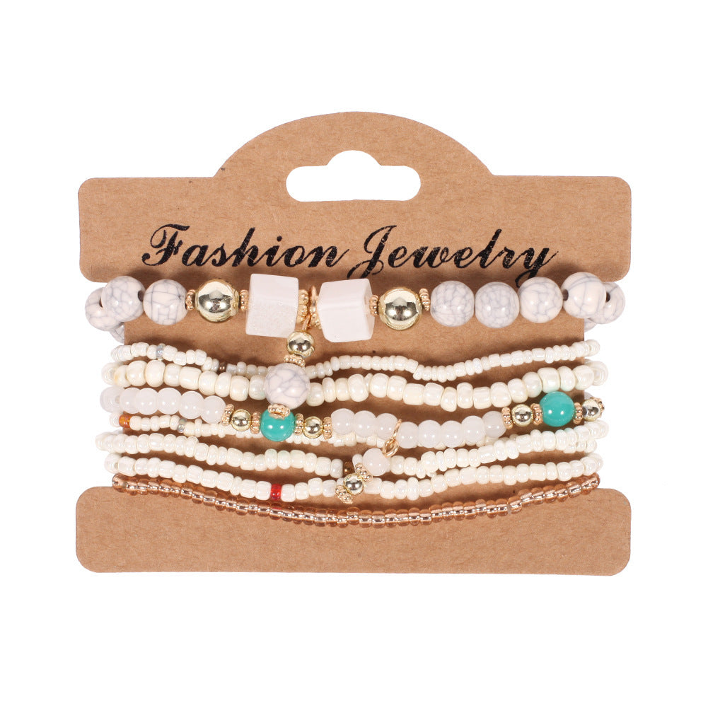 European and American Cross-Border Hot-Selling New Bohemian Bracelets Creative Tassel Multi-Layer Beaded Bracelets Fashion Jewelry