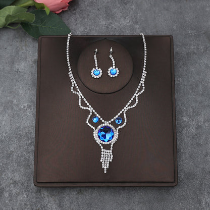 Korean Bride Necklace Earrings Two-piece Decorations Wedding Yarn Wedding Jewelry Wedding Accessories Dance Studio