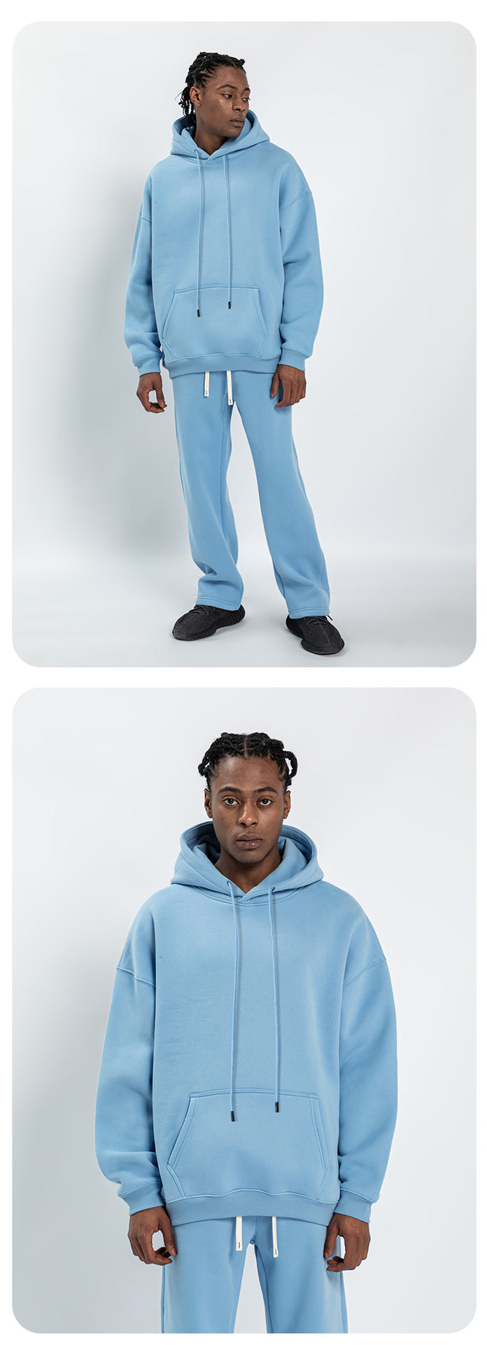 Cai Xiang Island Men's Clothing | Autumn and Winter Cross-Border American-Style Fleece Hoodie Men's Street Fashion Hooded Sweatshirt with Drawstring