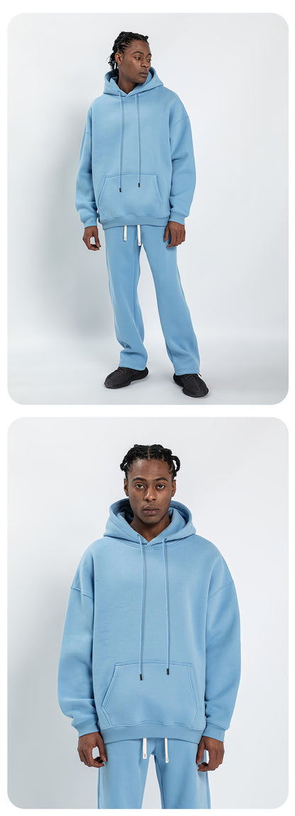 Cai Xiang Island Men's Clothing | Autumn and Winter Cross-Border American-Style Fleece Hoodie Men's Street Fashion Hooded Sweatshirt with Drawstring