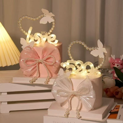 Wholesale bouquet bow jewelry imitation pearl cake decoration bow chain Valentine's Day accessories accessories decoration