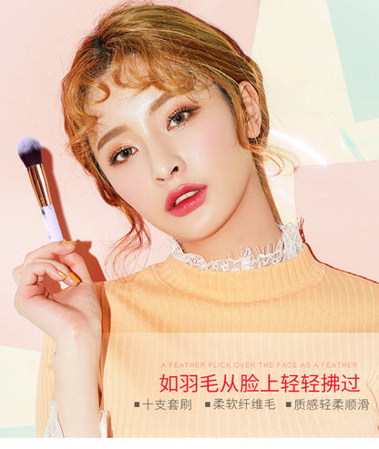 Marble makeup brush wholesale powder brush blush eye shadow brush full set of beauty tools 10 sets of brush bag beauty brush