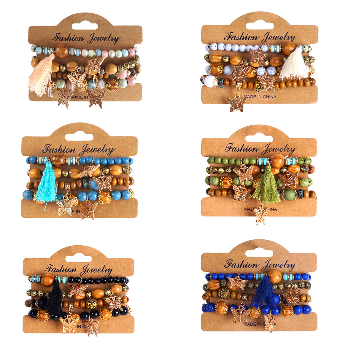 European and American Cross-Border Hot-Selling New Bohemian Bracelets Creative Tassel Multi-Layer Beaded Bracelets Fashion Jewelry