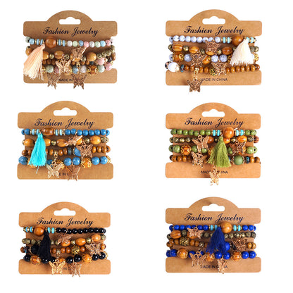 European and American Cross-Border Hot-Selling New Bohemian Bracelets Creative Tassel Multi-Layer Beaded Bracelets Fashion Jewelry