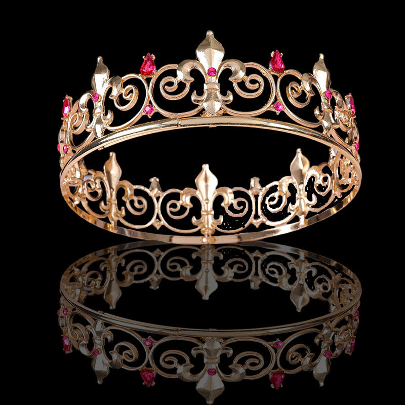 Halloween Stage Opera Performance Unisex Men Golden King Crown Headwear Adult Birthday Crown