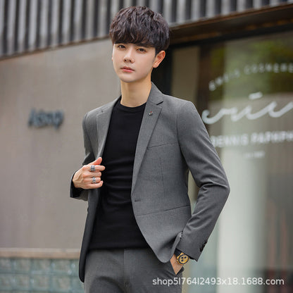A 1.45kg Piece Set of Spring & Fall Casual Small Suit Jacket Men's Korean Style Slim Gray Formal Full Suit Suit