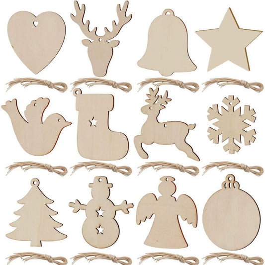 Christmas Crafts Creative Christmas Tree Ornaments Carved Wood Holiday Party Decoration Tags Home Decoration Props