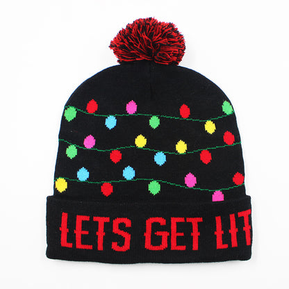 Korean Internet Celebrity Style Snowflake Christmas Hat, Warm and Cold-Proof Women's Knitted Hat with Pom-Pom, Ear-Protecting Yarn Hat, Light Luxury Style