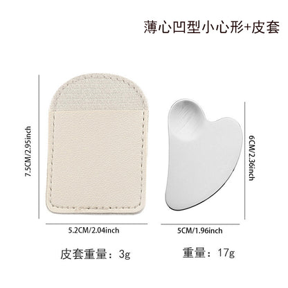 Factory direct stainless steel large heart-shaped scraping plate hand face scraping metal massage beauty tools wholesale