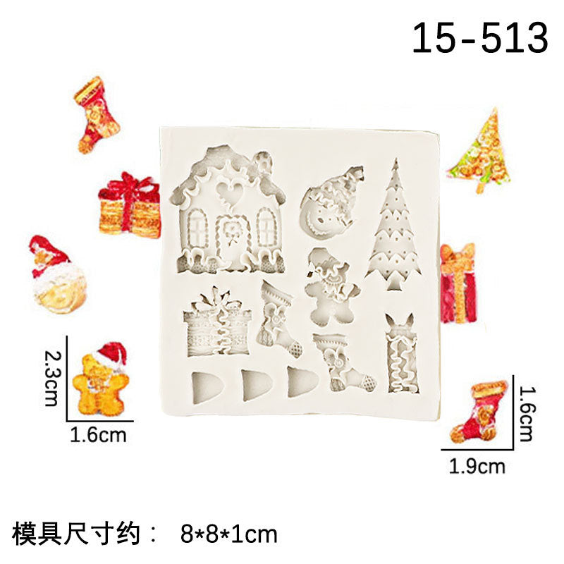Christmas Theme Silicone Mold Snowflake Christmas Tree Snowman Gingerbread Man Creative Baking Decoration Liquid Silicone Mold