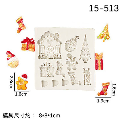 Christmas Theme Silicone Mold Snowflake Christmas Tree Snowman Gingerbread Man Creative Baking Decoration Liquid Silicone Mold