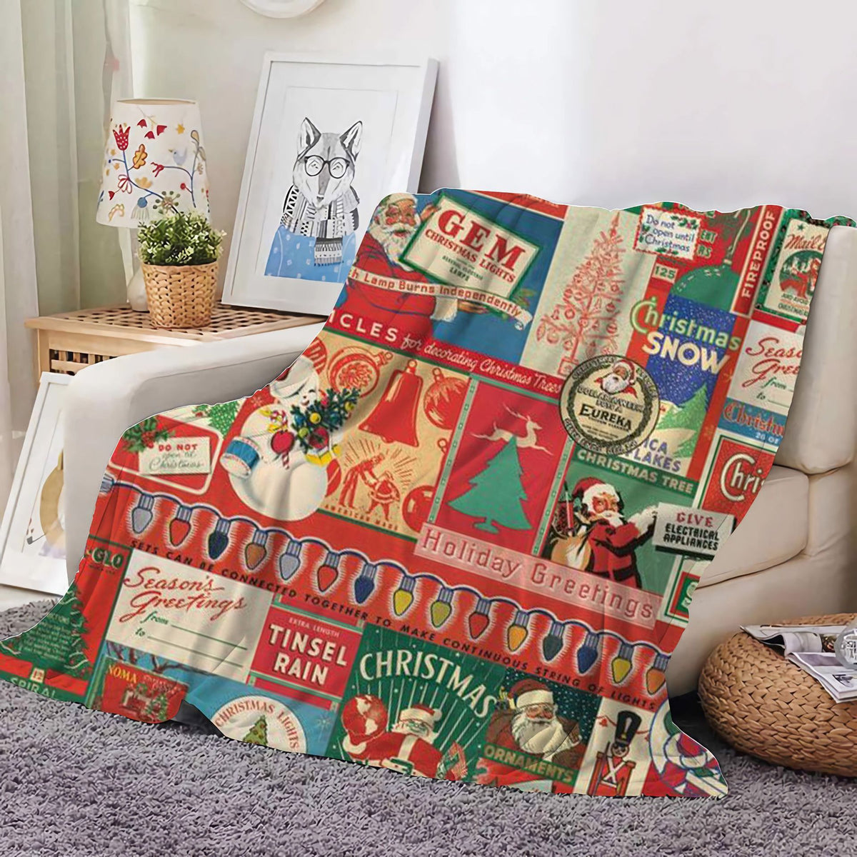 Christmas Decoration Blanket Holiday Blanket Red Festive Blanket Christmas Tree Polo Sofa Blanket Flannel Blanket
