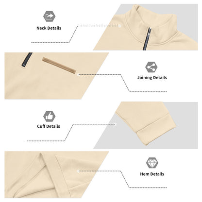 Cross-Border American Style Autumn and Winter Heavyweight Fleece Long-Sleeve Men's Sweatshirt with Half-Zip, Loose Fit, Stand Collar, Pullover Men's Sweatshirt