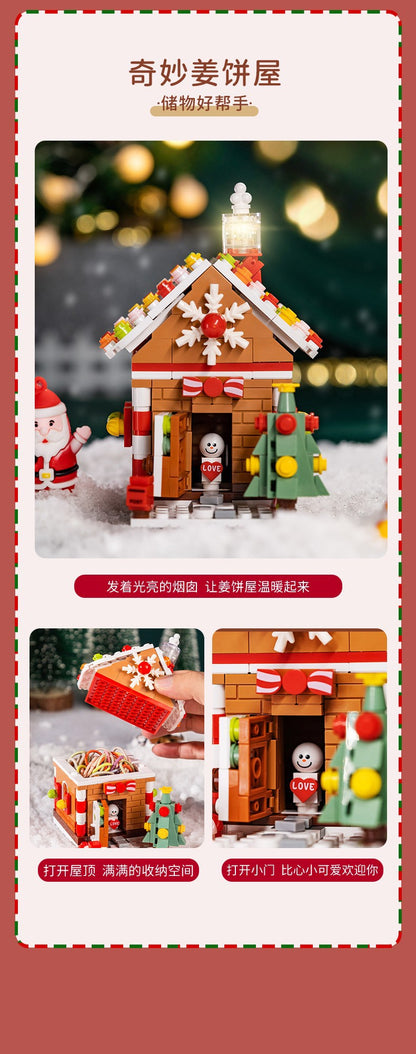 [Free Shipping] Genuine Jiaqi 1302 Colorful Christmas Tree Building Blocks Rotating Music Box Chinese Christmas Building Blocks Gift