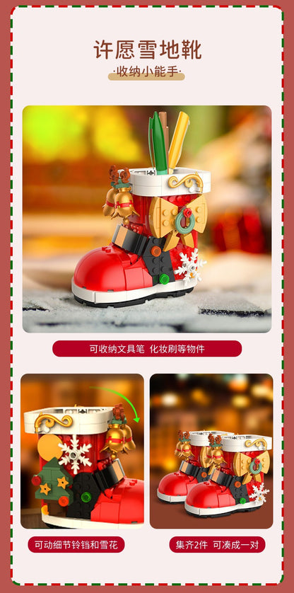 [Free Shipping] Genuine Jiaqi 1302 Colorful Christmas Tree Building Blocks Rotating Music Box Chinese Christmas Building Blocks Gift