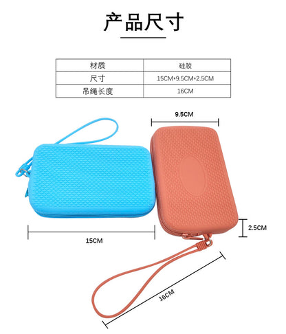 Silicone Square Small Travel Storage Bag with Handle, Customizable Logo, for Storing Miscellaneous Items, Toiletries, and Coins