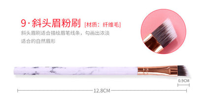 Marble makeup brush wholesale powder brush blush eye shadow brush full set of beauty tools 10 sets of brush bag beauty brush