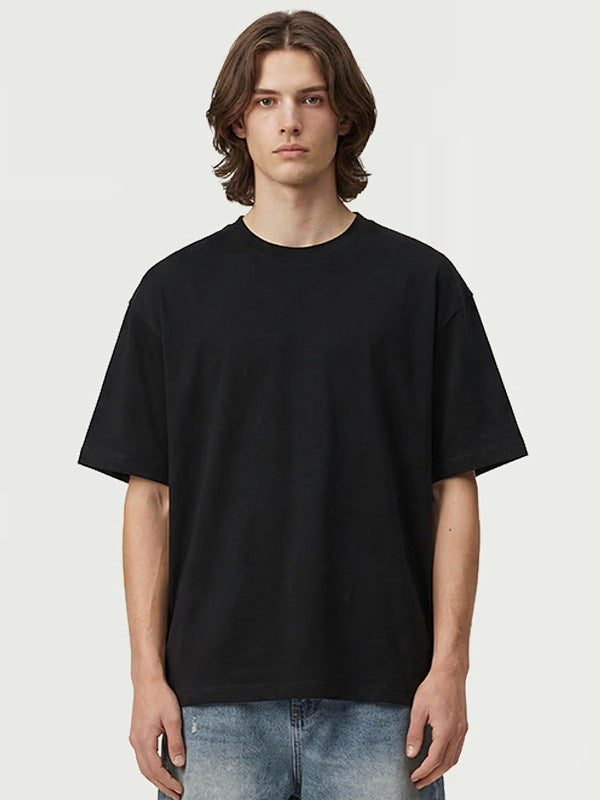 Dan Baoni | Summer Cool Sense Sunscreen Solid Color Advanced Sense Ice Silk Men's T-Shirt Loose Round Neck Shoulder Short Sleeve Customization