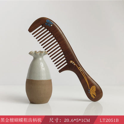 Sandalwood Comb for Meridian Scalp Massage, Anti-Static Hair Comb for Women, Medium-Tooth Volumizing Comb, Meridian Comb Gift Box