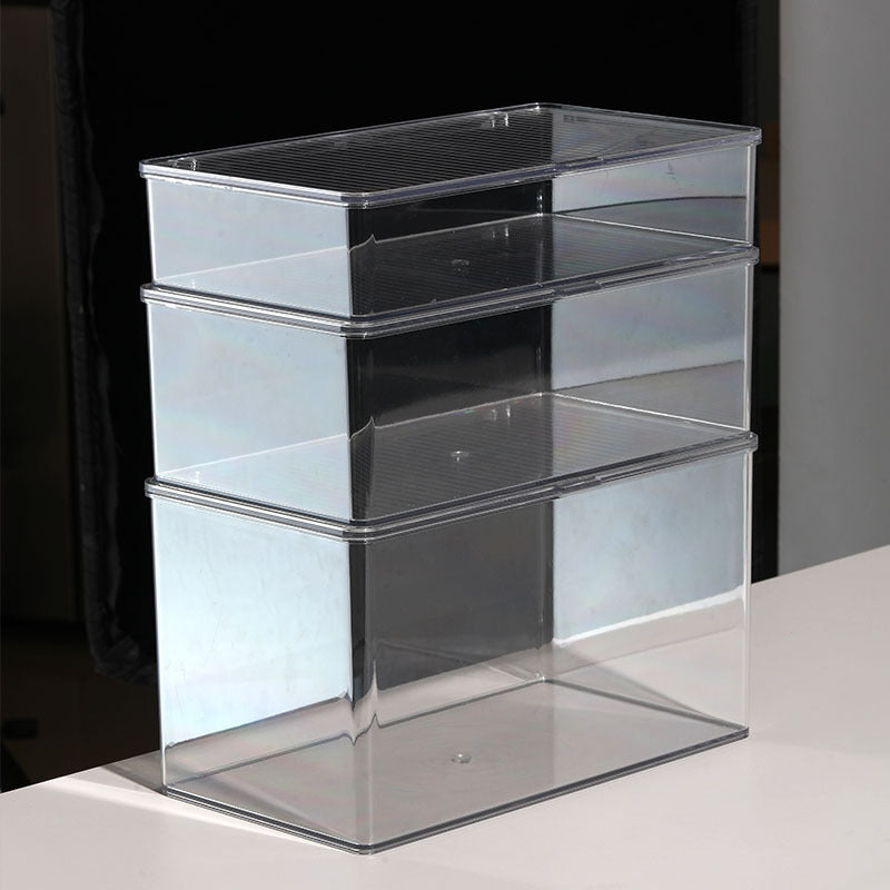 Desktop Storage Box with Lid Flip-Top Rectangular Transparent Acrylic Storage Box Kitchen Cosmetics Sundry Work Station