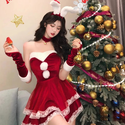 Christmas Theme Bunny Cos Uniform Night Performance Costume Sexy Pure Halloween Bunny cosplay