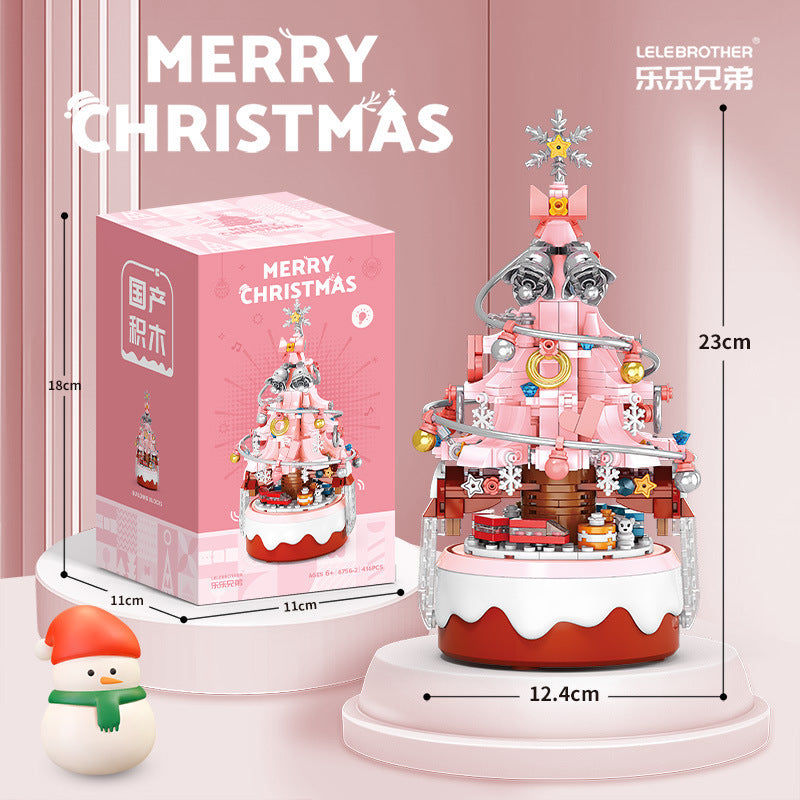 Lele Brothers 8756 Christmas Tree Music Box Assembled Christmas Building Blocks Toy Ornaments Christmas Holiday Gifts Wholesale