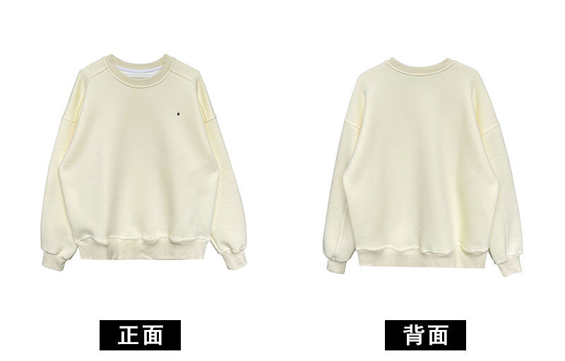 Luxi Simple Profile Loose BF Solid Color Lazy Pullover Sweatshirt Women's ins Letter Embroidered Long-sleeved Top 2267