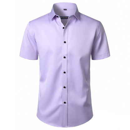 Solid Color Amazon Stretchy Plus-Size Men's Long-Sleeve Shirt, Men's Fashion Shirt, Slim Fit Outerwear