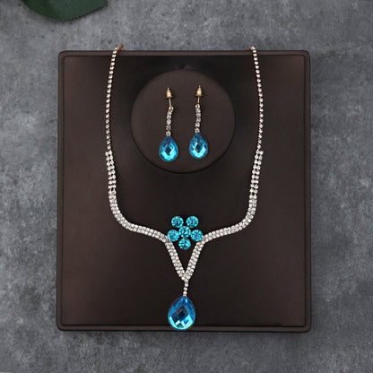 Korean Bride Necklace Earrings Two-piece Decorations Wedding Yarn Wedding Jewelry Wedding Accessories Dance Studio